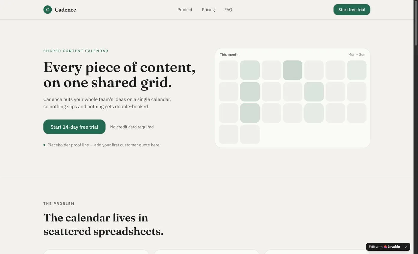 The SaaS landing page built from the six-section prompt, in the preview